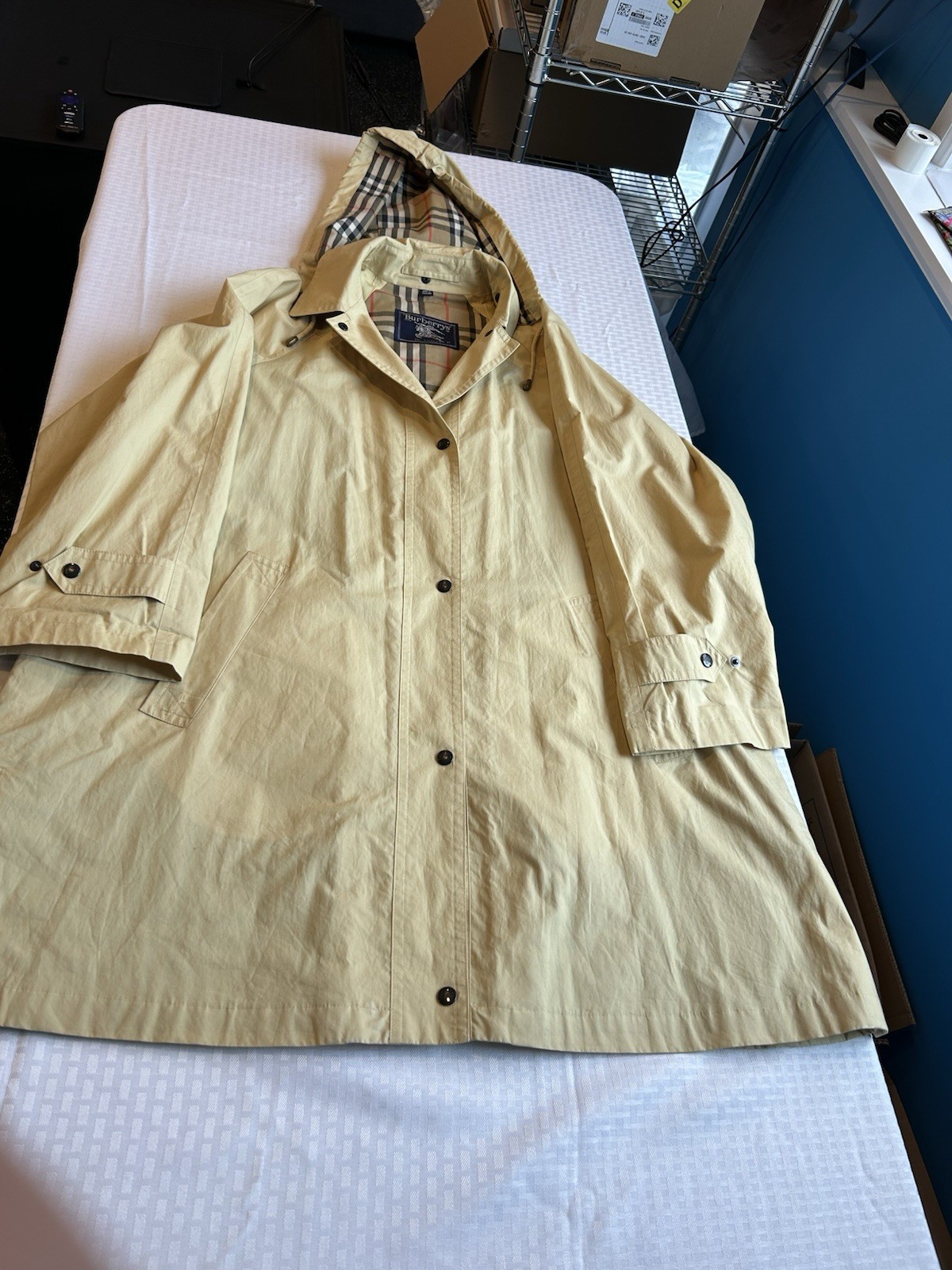 Vintage Burberry Women’s Medium Trench Rain Coat with Removable Hood