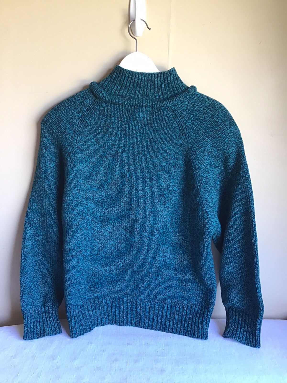 Vintage Gerard Works Womens Dark Green Multicolor Mock Turtleneck Sweater