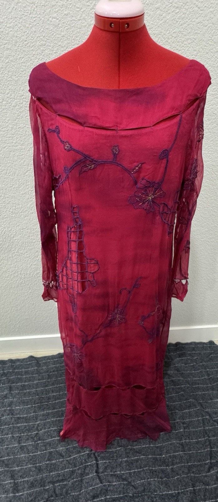 Nataya Victorian Titanic Tea Party Embroidered Mesh Dress Pink Rayon XL