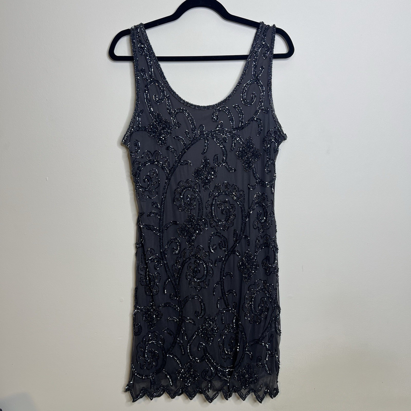 Vtg Y2K Beaded Mini Dress Flapper Fairy Goth Gatsby 20s Dress Up Costume Sz 12