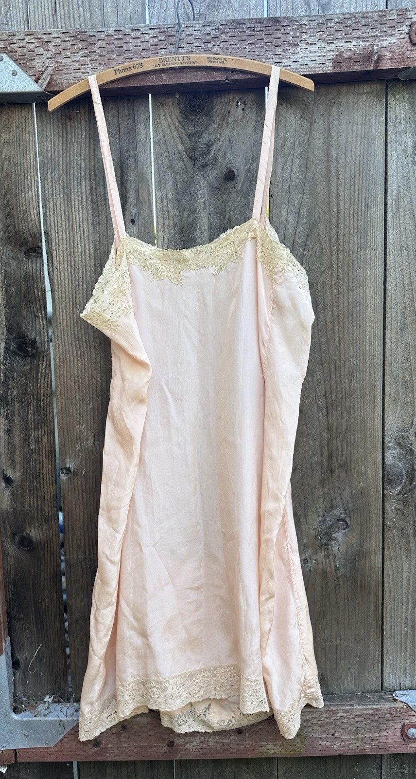 Rare Large 1920s 30s Crepe Silk Slip Pink Lace Janzon Vintage Antique