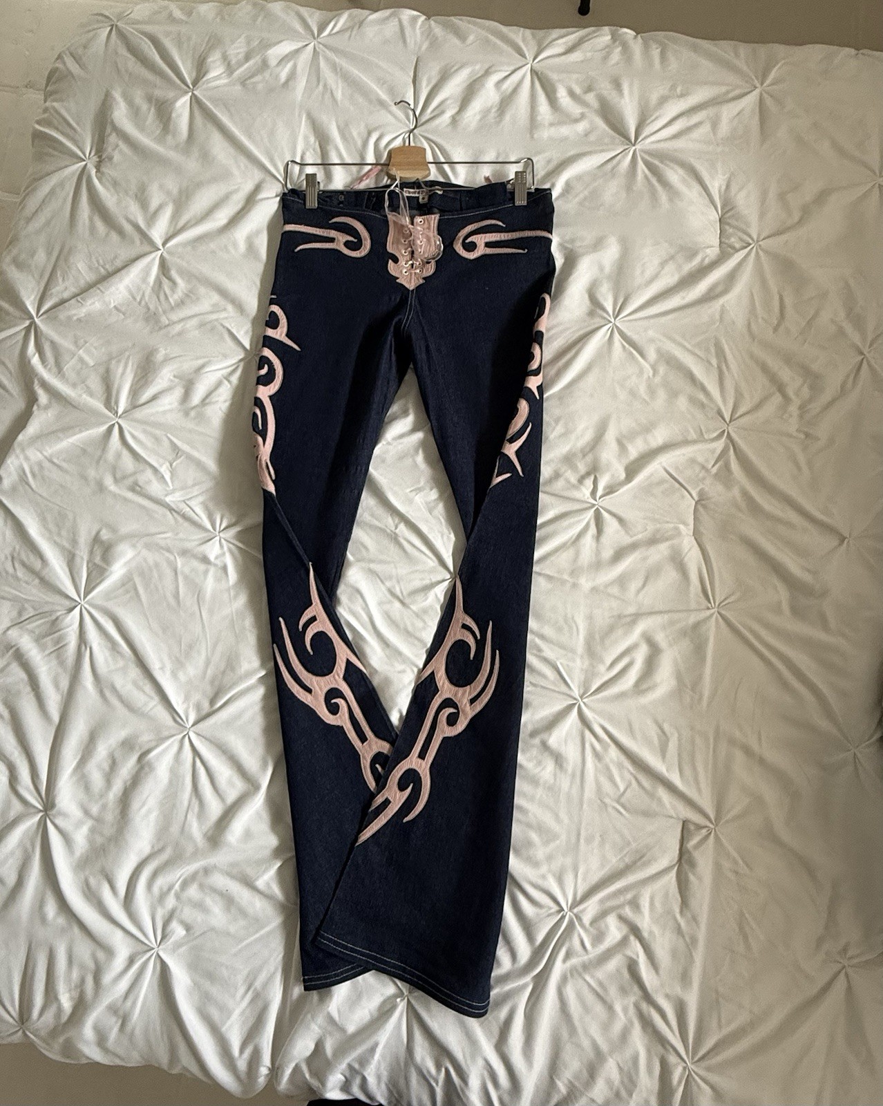 Vintage Electric Barbarella, Pink Tribal Cut Out Jean