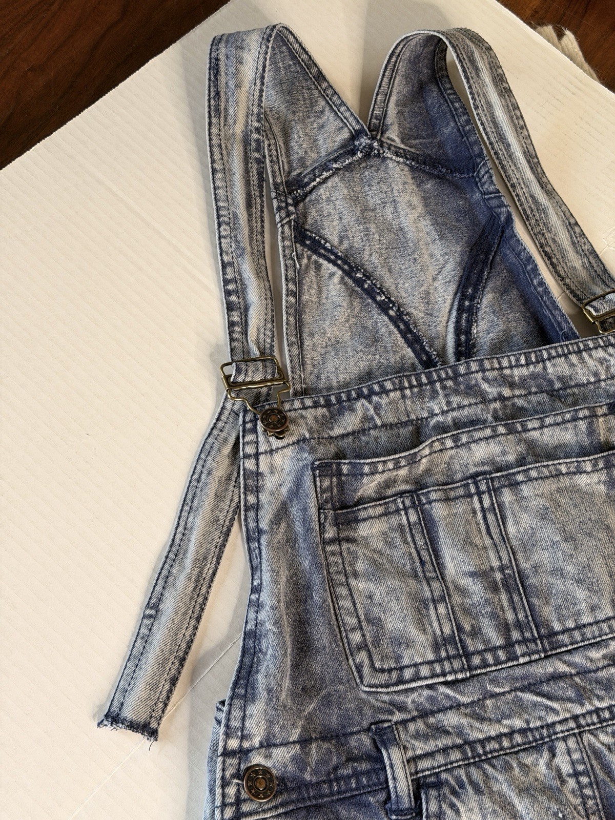 Vintage 80s Belma Womens Acid Washed Overall Skirt Long Denim Jean Stone Large