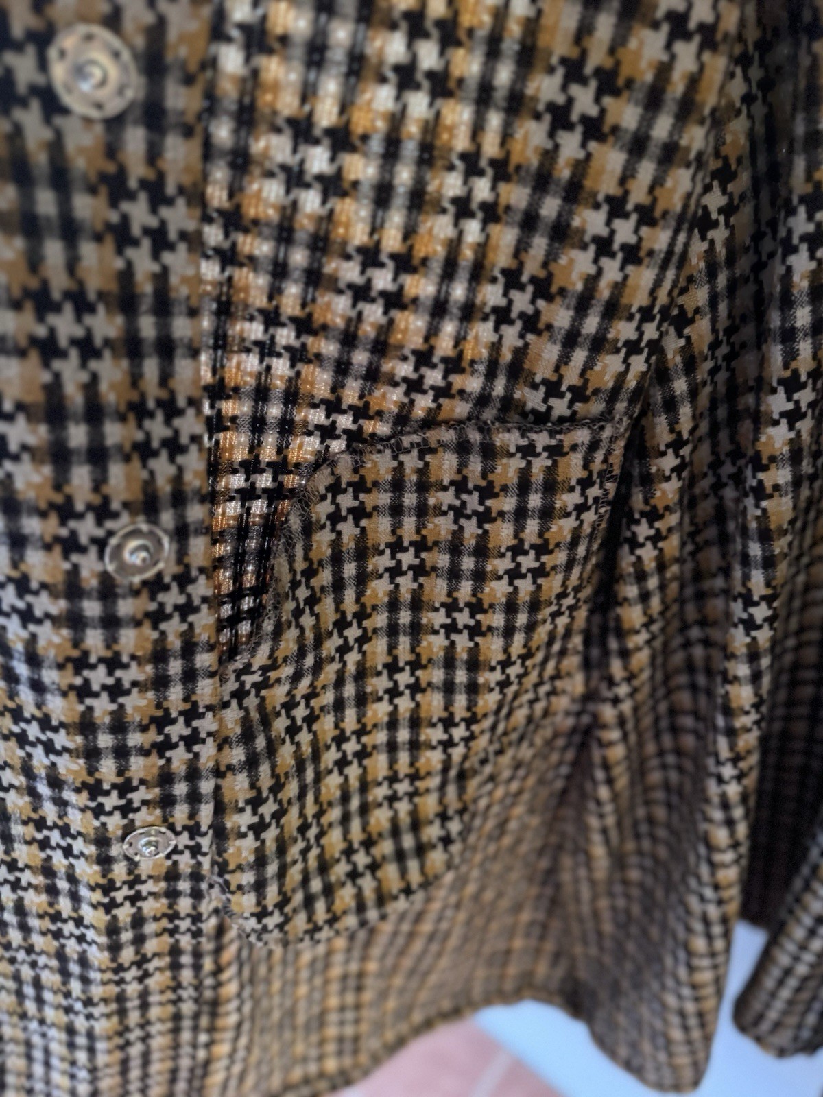 Spring Coat Check Brown & Beige Belted Pockets 100% Poly 3X