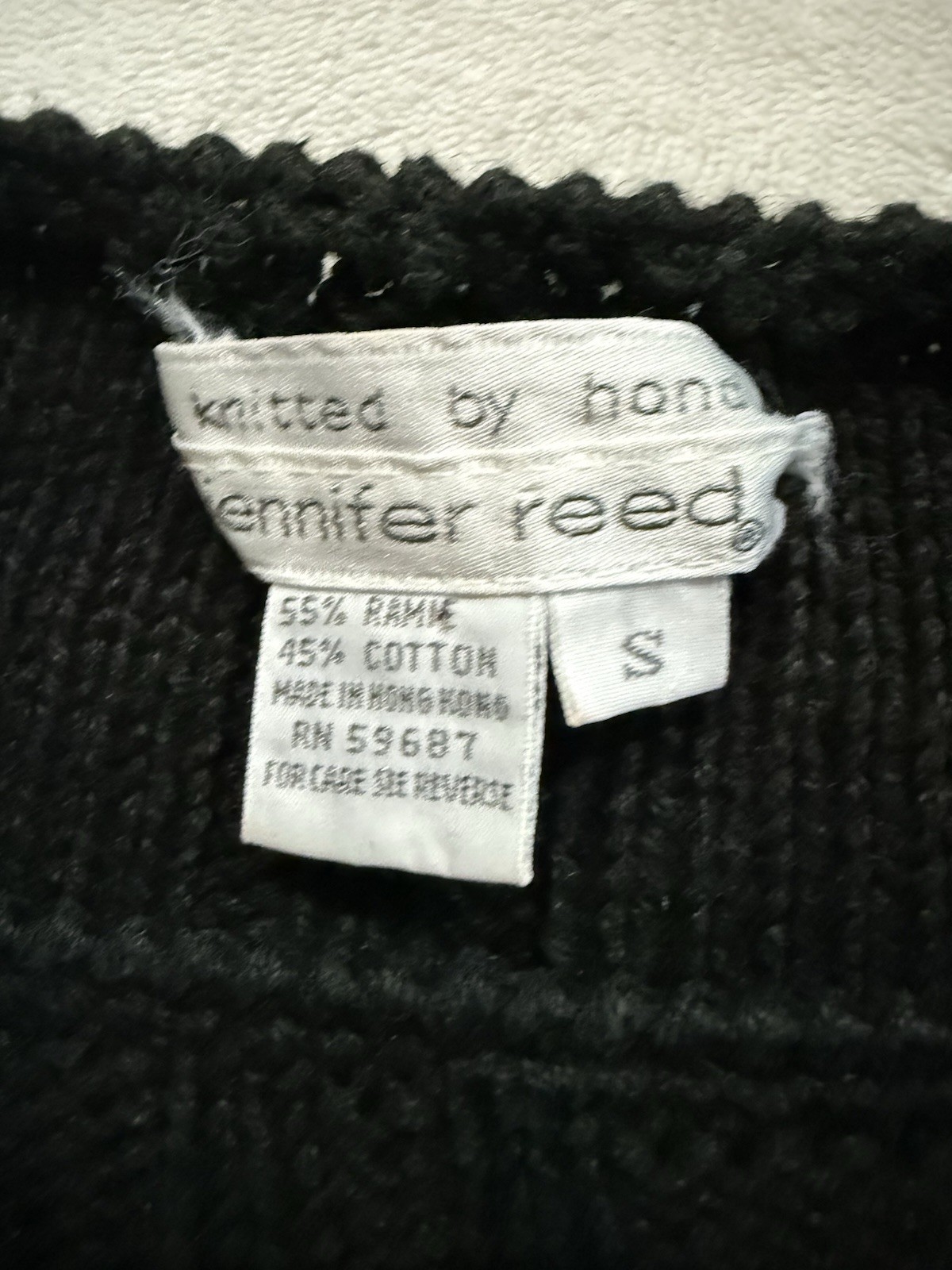 Vintage Jennifer Reed 80s Hand Knit Black Christmas Holiday Sweater Sz Small XM