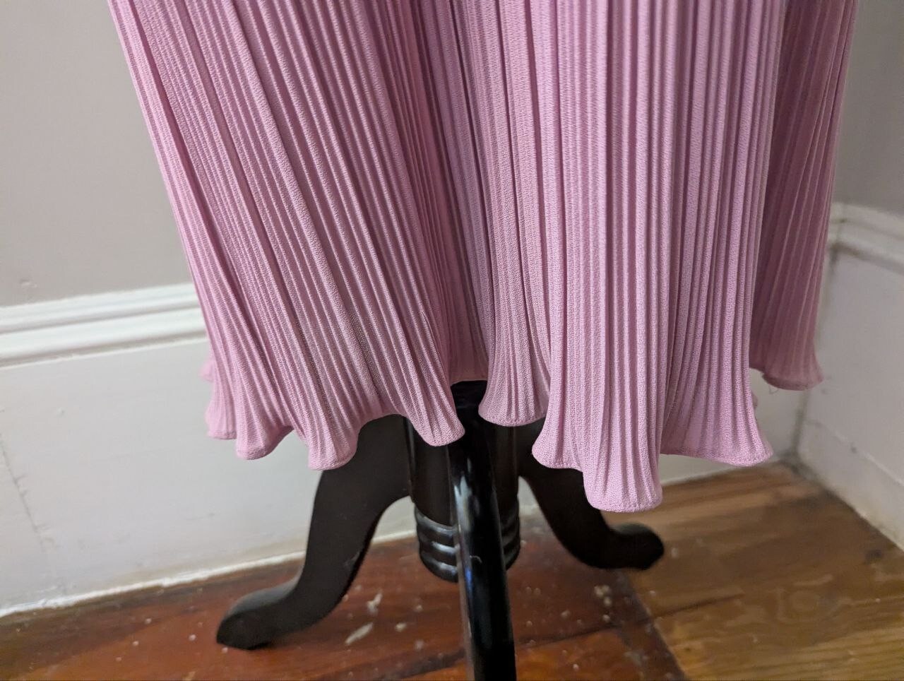 VTG DRESS Pink Lace Plisse Pleated Flower Accent Sandi Dee Plus Size 18 1/2 ON17