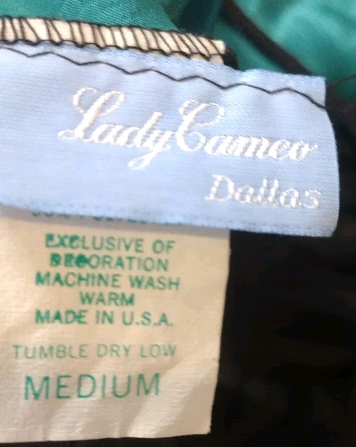 Lady Cameo Dallas Green Satin lingerie teddy Size Medium with Lace Vintage
