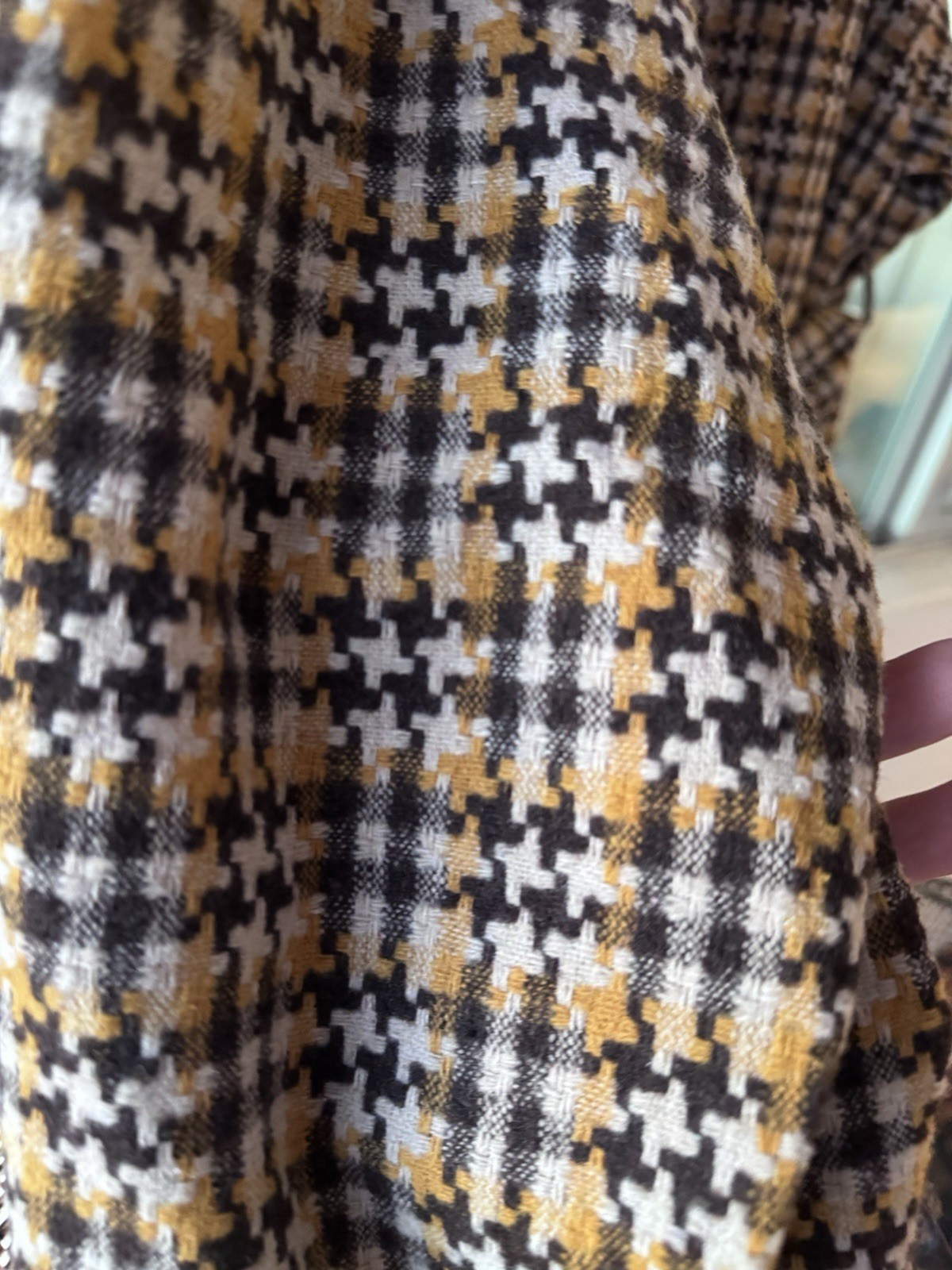 Spring Coat Check Brown & Beige Belted Pockets 100% Poly 3X
