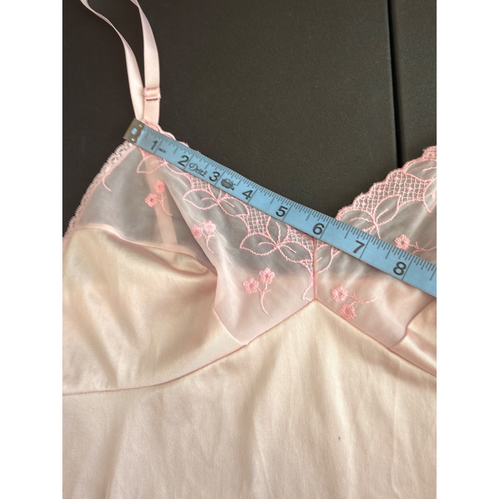 Vanity Fair Vintage Slip Dress Pink Satin Lace Sheer Midi Lounge Loungewear 36L