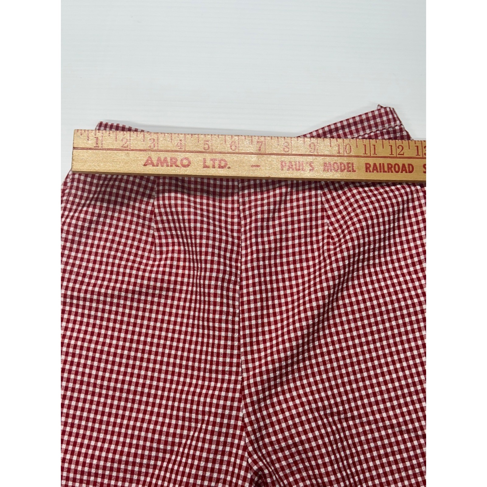 VTG Teddi Pants Red Gingham Check Flower Embroidery High Waist Side Zip 12 Women