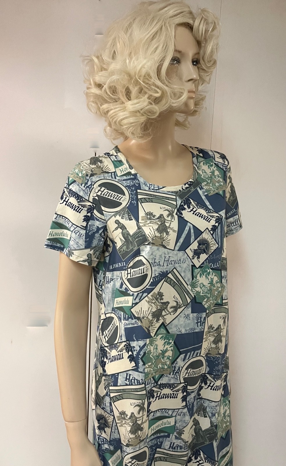 Vintage 1960s Hilo Hattie Hawaiian Cotton Muu Muu Dress Small Bust to 38