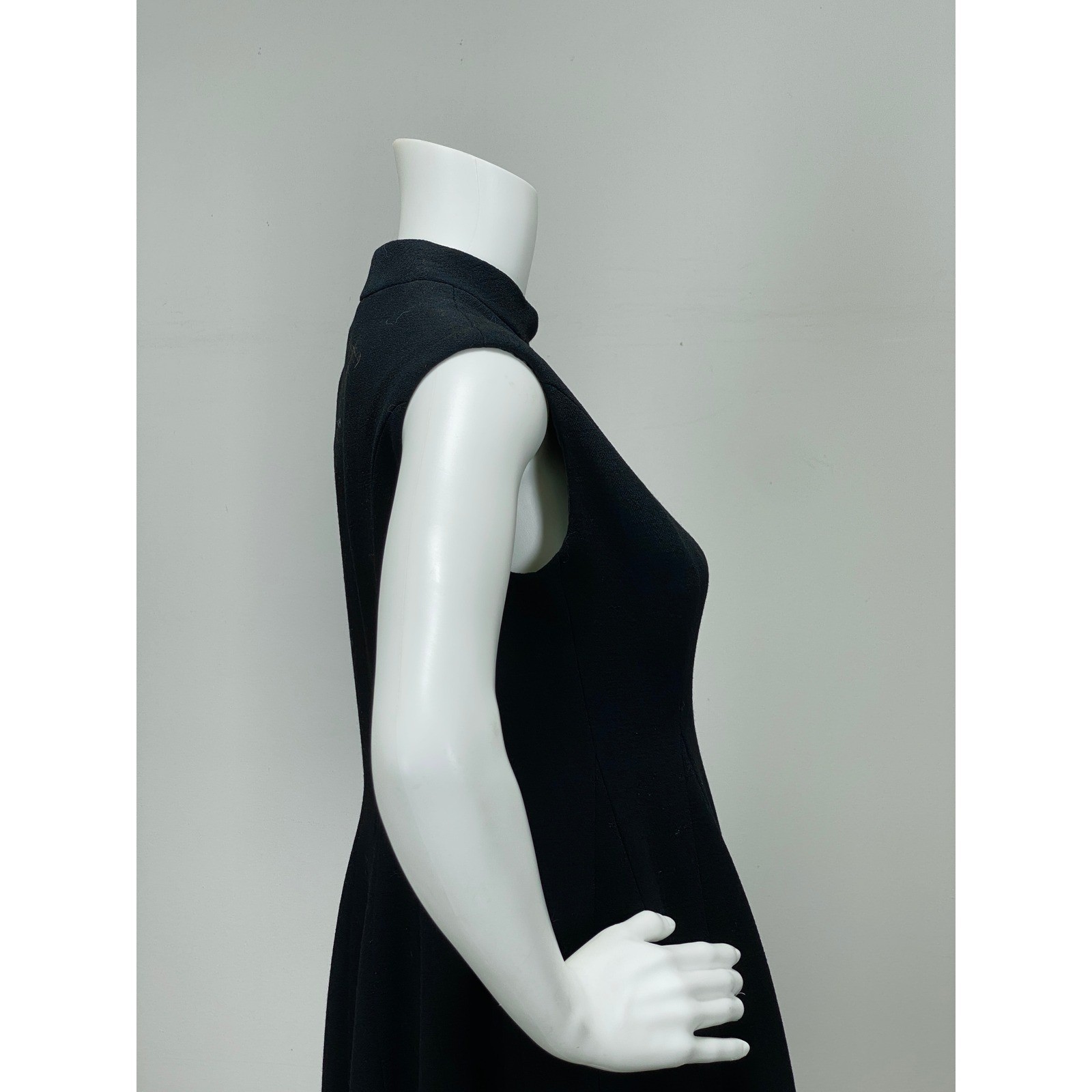 Vintage 1960s Norman Norell Dress Black A-Line Princess Seams Short Sleeve