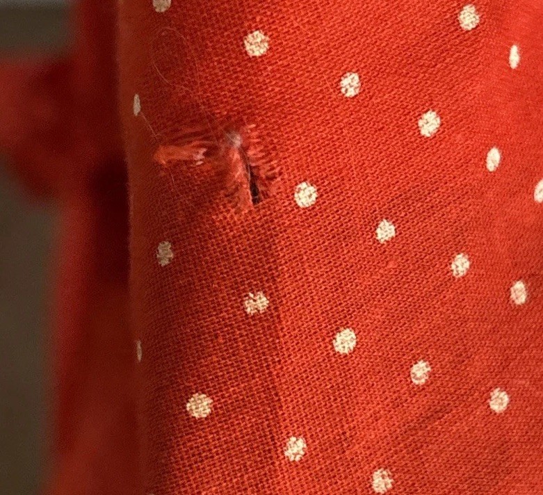 Vintage 70s Red Polka Dot Maternity Dress Medium USA Pintuck Cottagecore Prairie