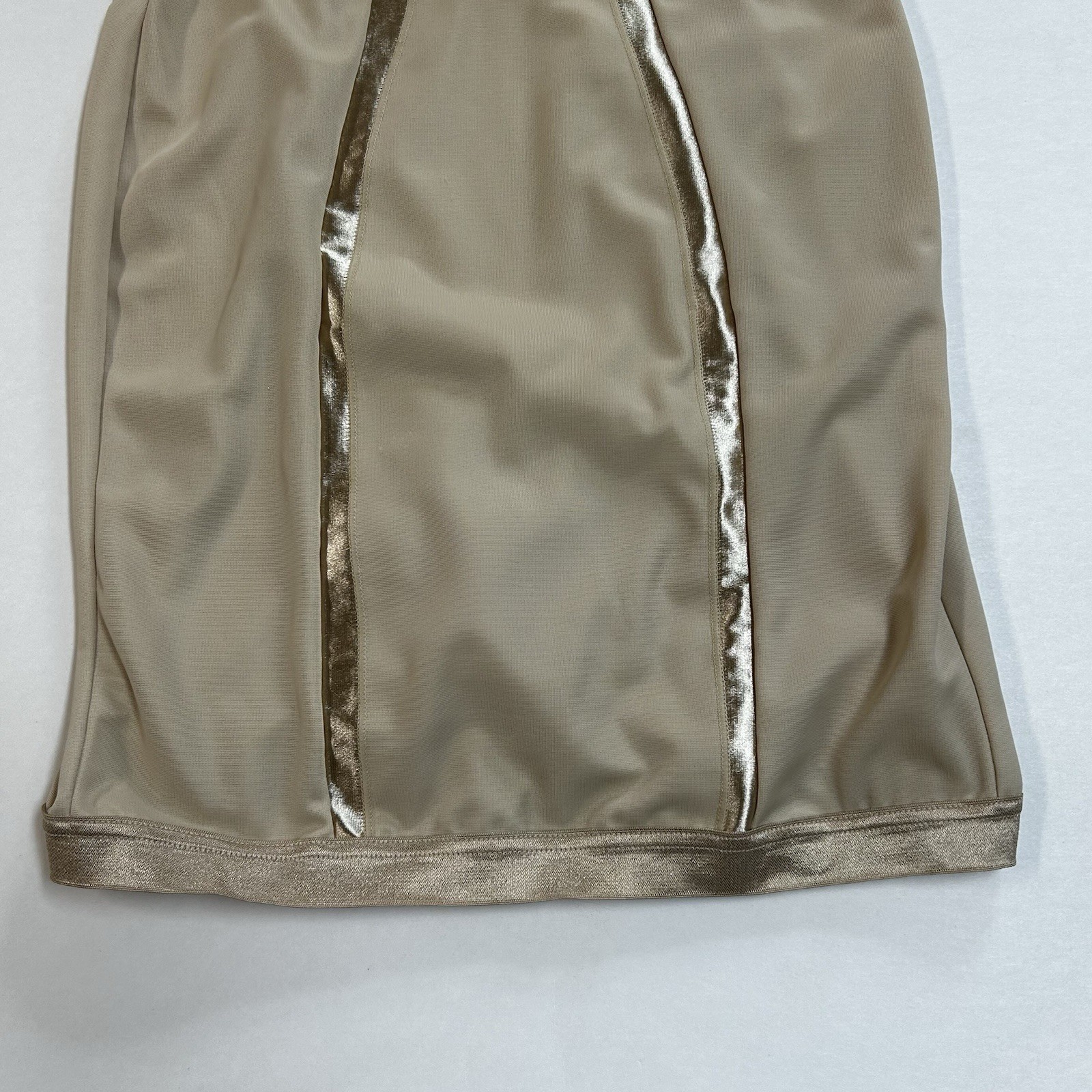 Maidenform 34B Beige Strapless Shaper Slip With Attached Bodysuit Panty