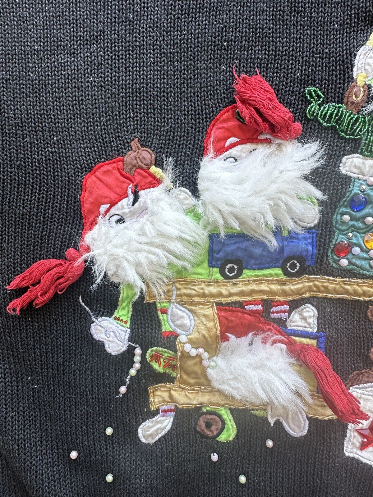 Vintage Work in Progress Gladys Bagley Ugly Christmas Embellished Sweater Size M