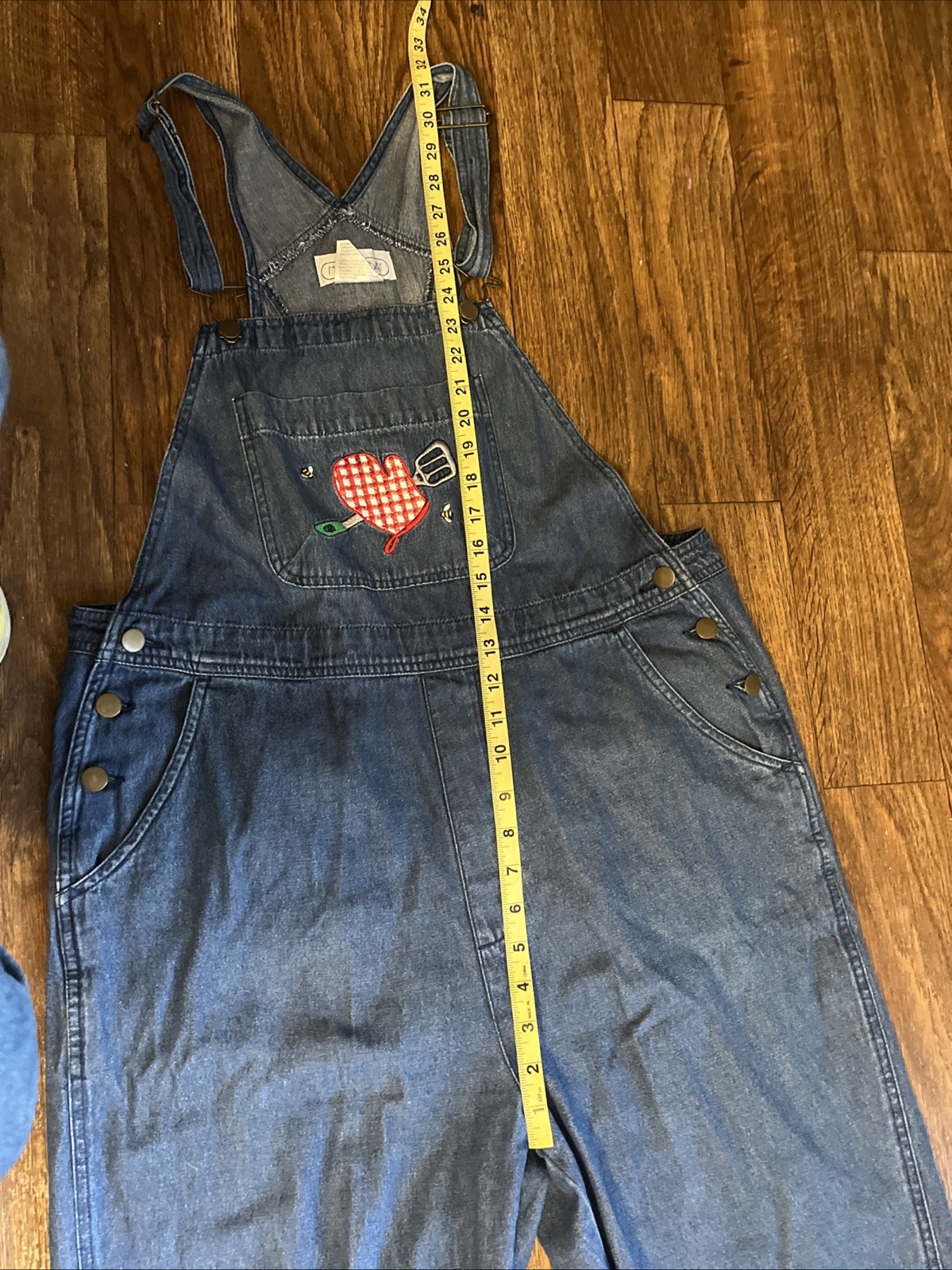 Mandal Bay Vintage 90s Denim Overalls XXL Applique Heart Hotdog Mustard Bee W