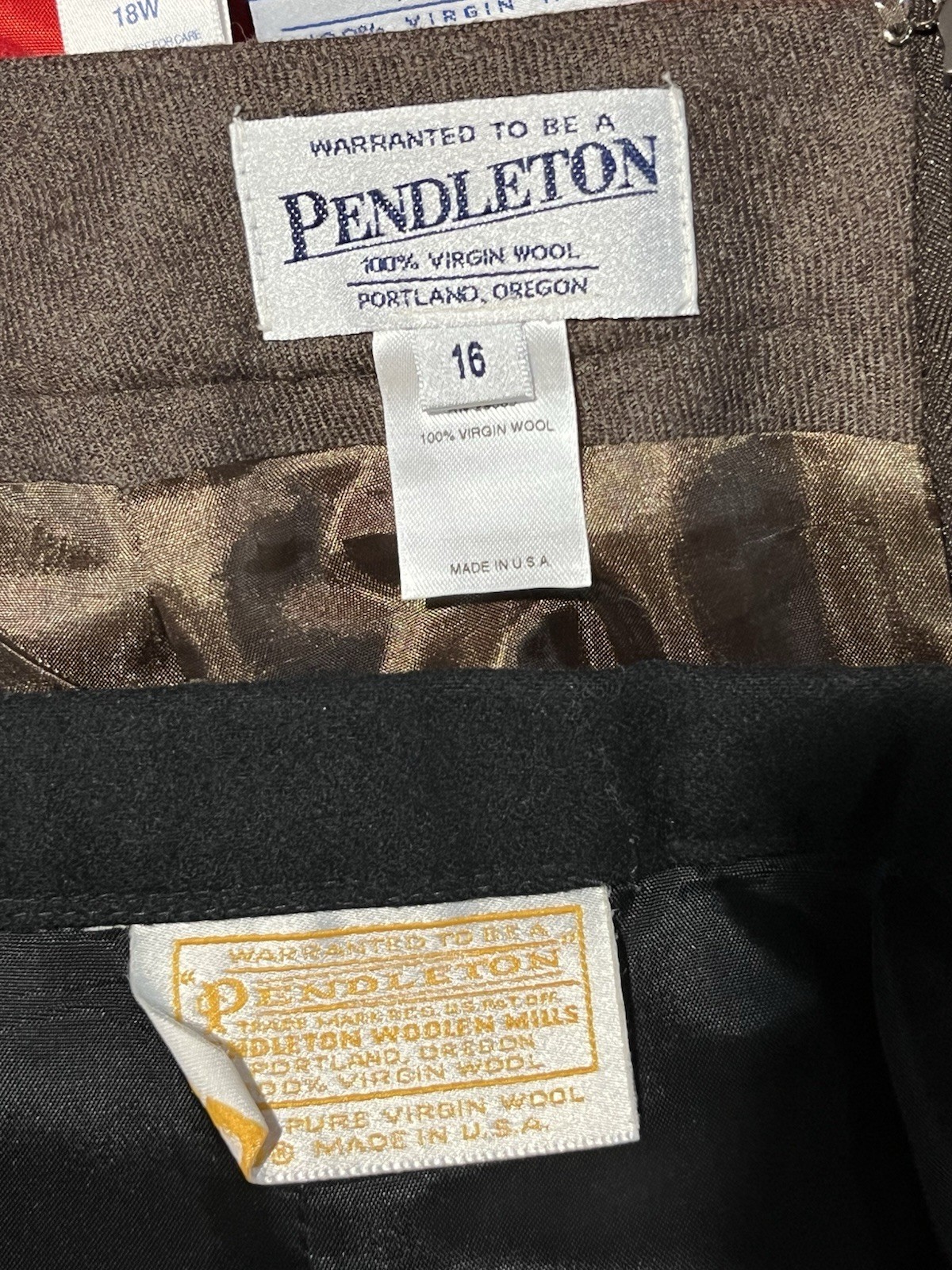 lot of 4 vtg Pendleton Wool Skirts Women 16 18 18W Plus Black Brown Red USA MADE