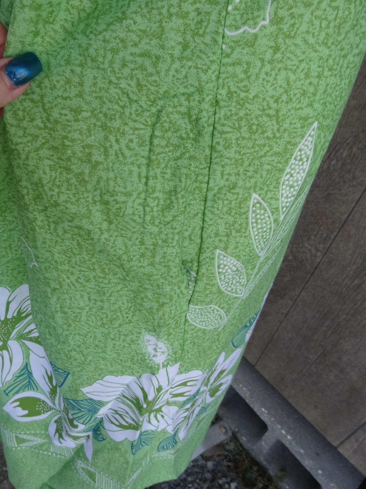 Nos Hawaiian Cotton Blend Green Muu Muu Lounging Summer House Dress 2xl