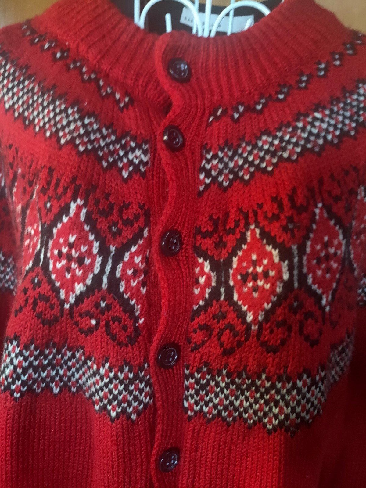 Denmark Made Vintage Cardigan Jumper Hand Knit Paul Mage Fair Isle 60’s, 90 cm