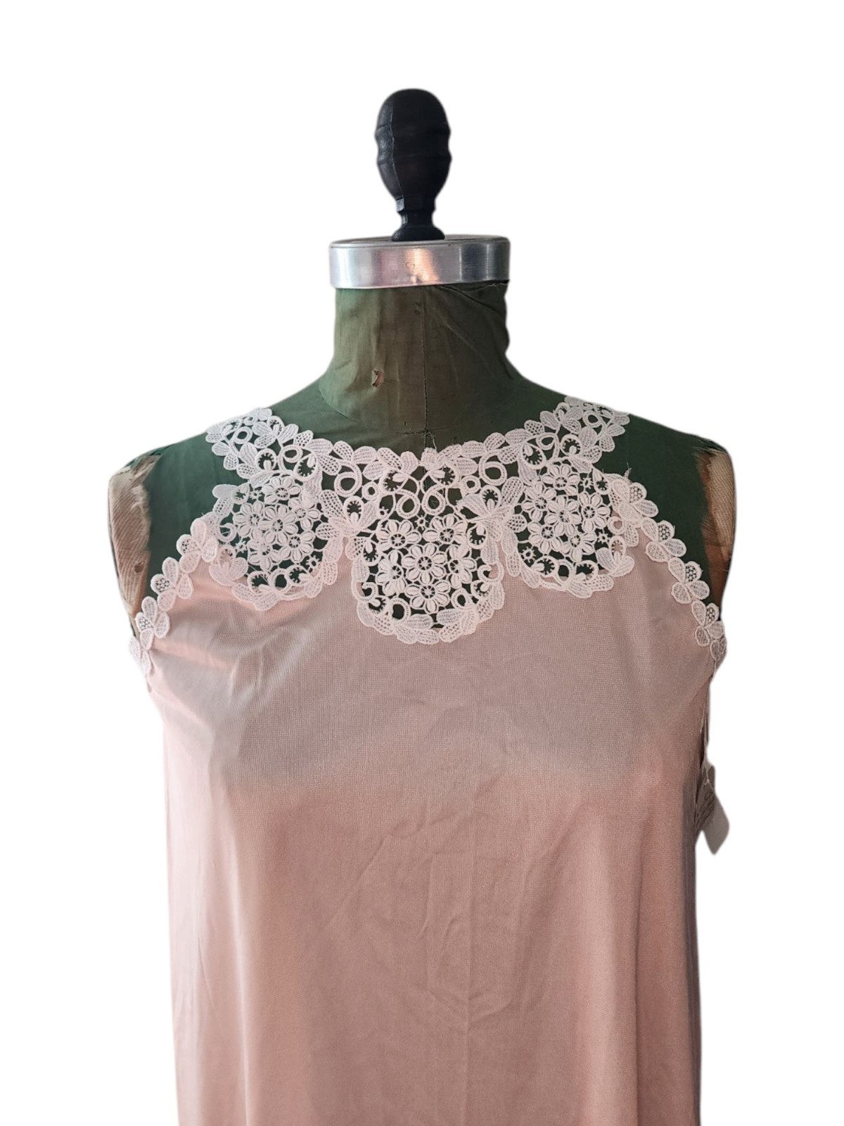 Vintage Odette Barsa Pink Nylon Semi Sheer Nightgown Floral Lace Bridal Sz P New