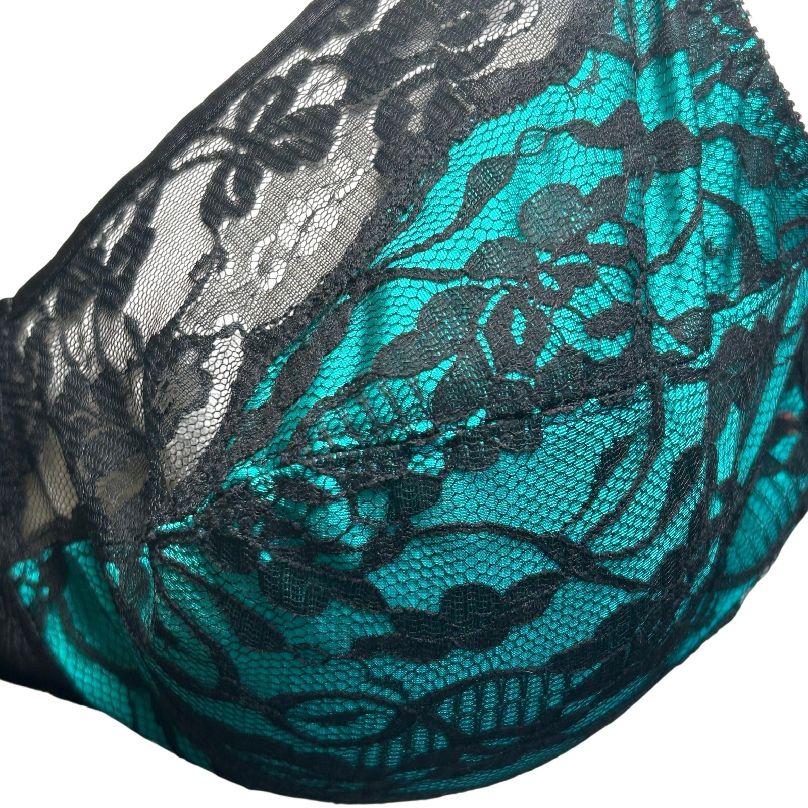 VTG 90s Bestform Black Lace Bullet Bra 38DD Retro Pinup Mid-Century