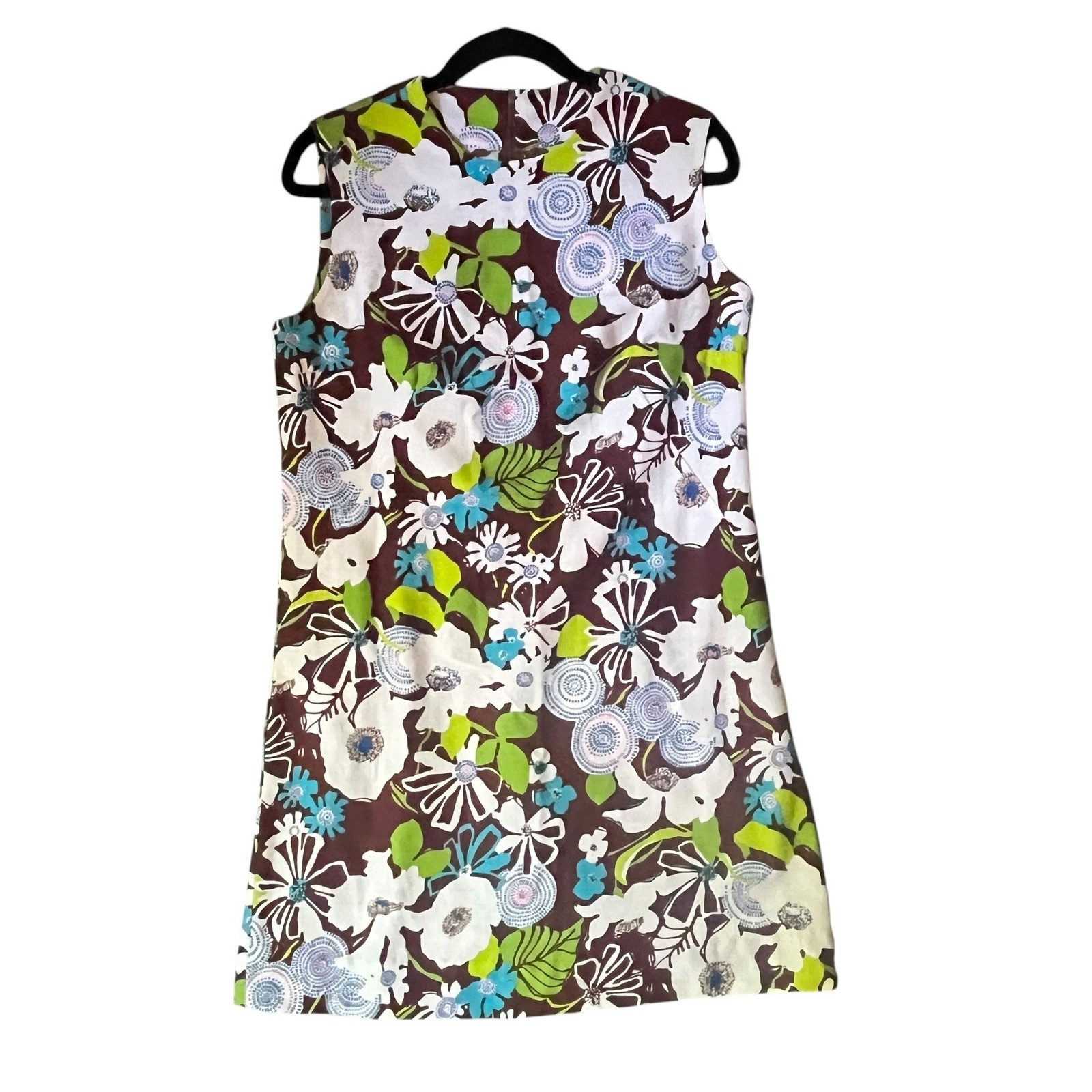 VTG Floral Shift Dress M 60s 70s Mod Retro MCM Psychedelic Handmade Go-Go