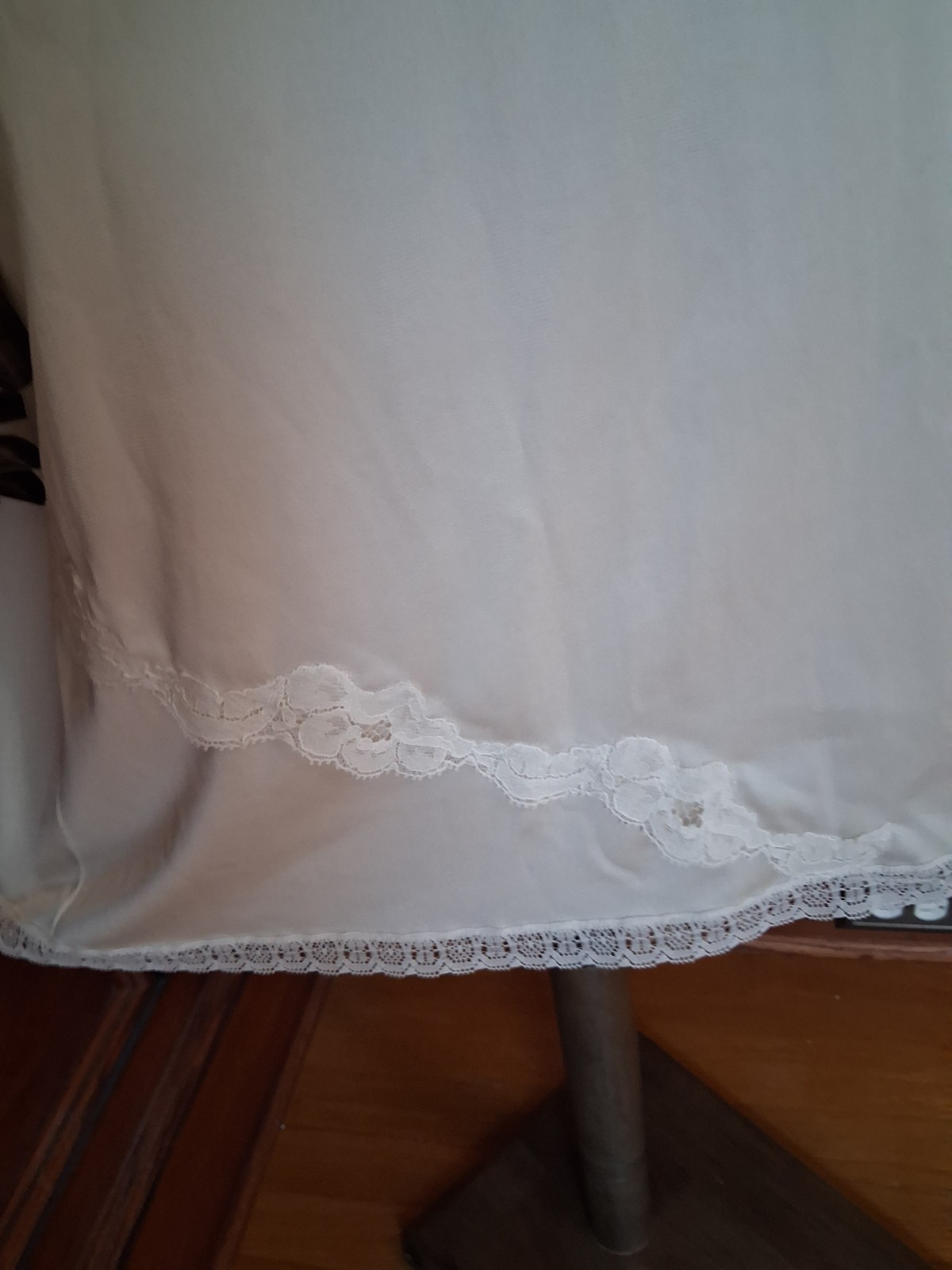 Vintage 1970s Vanity Fair Ivory Lace Trimmed Coquette Cottagecore Slip Dress