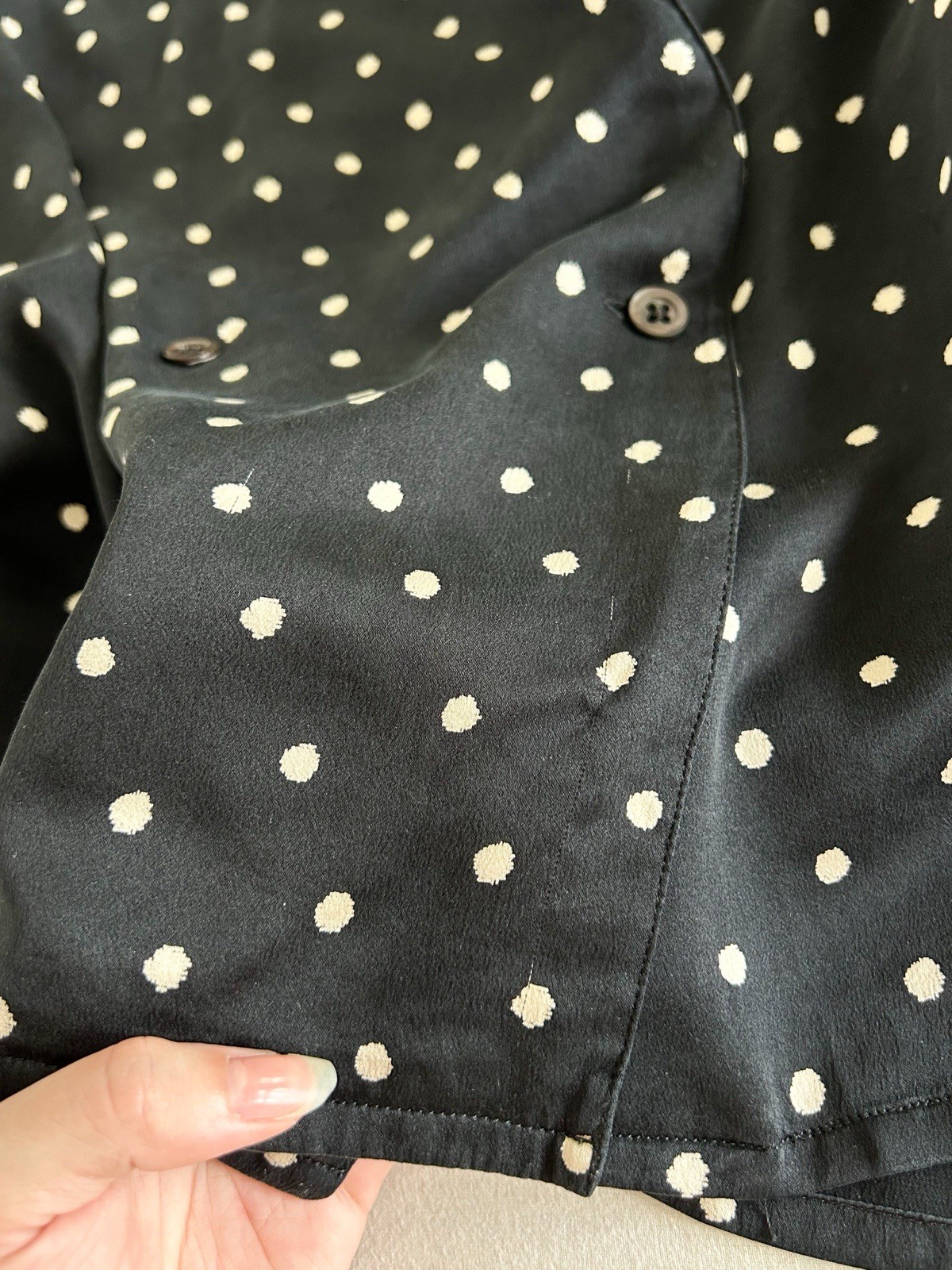 Christian DIOR Boutique Vintage Polka Dot Silk Blouse, 1980s, 1990s