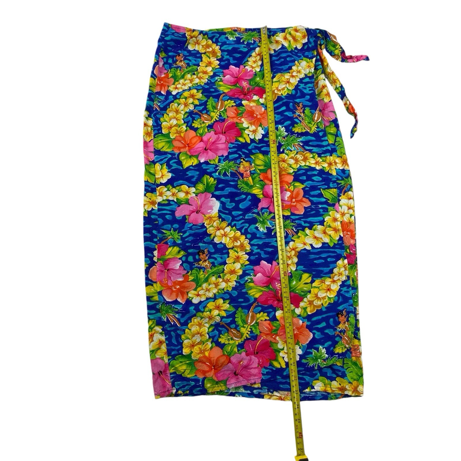 Vintage JAMS WORLD Tropical Hawaiian Hula Dancer Rayon Wrap Skirt Large USA