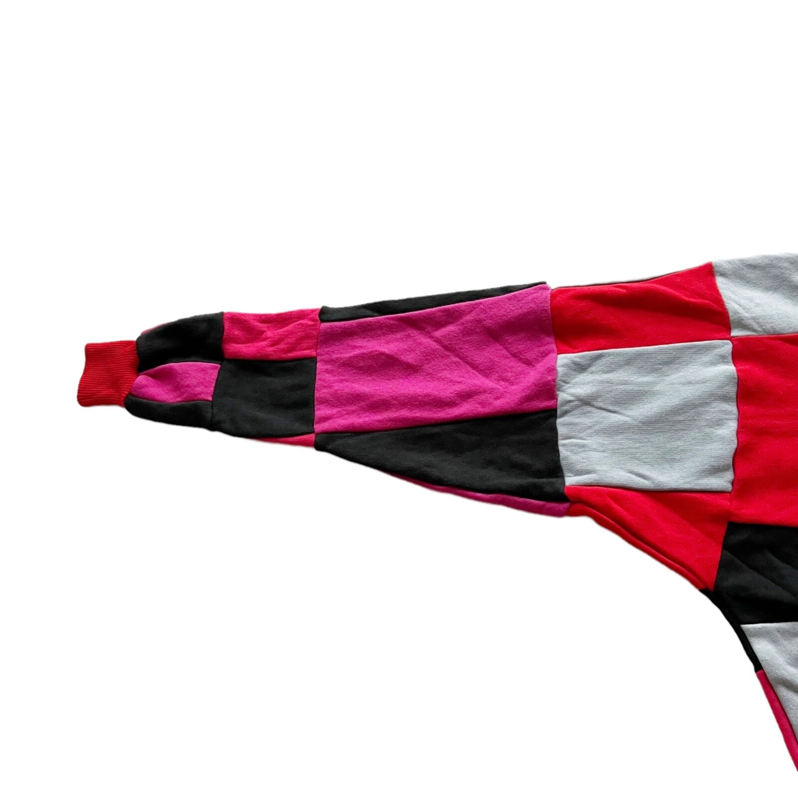 Blowout LA Vtg 90s Patchwork Colorblock Sweatshirt Pink Red Black Grey Unisex