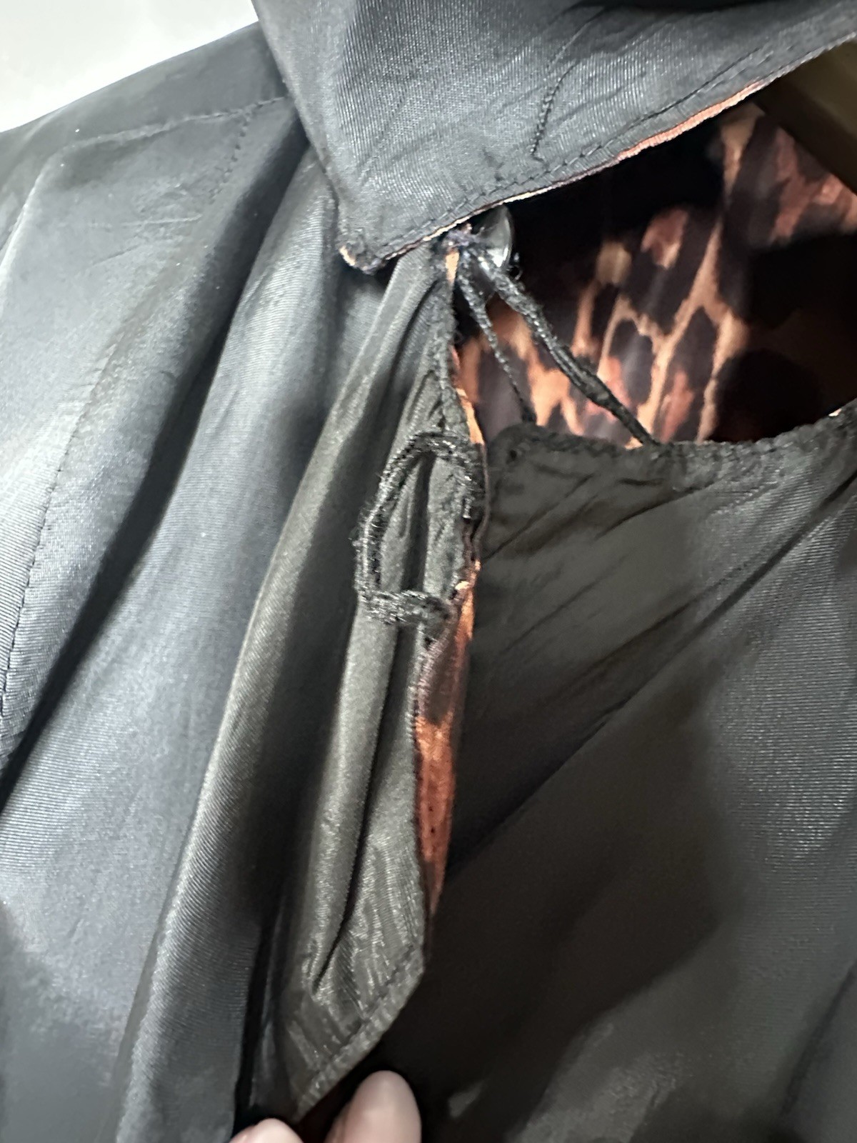 1950s Reversible Silk Satin Duster Coat Leopard Print Hooded Pockets