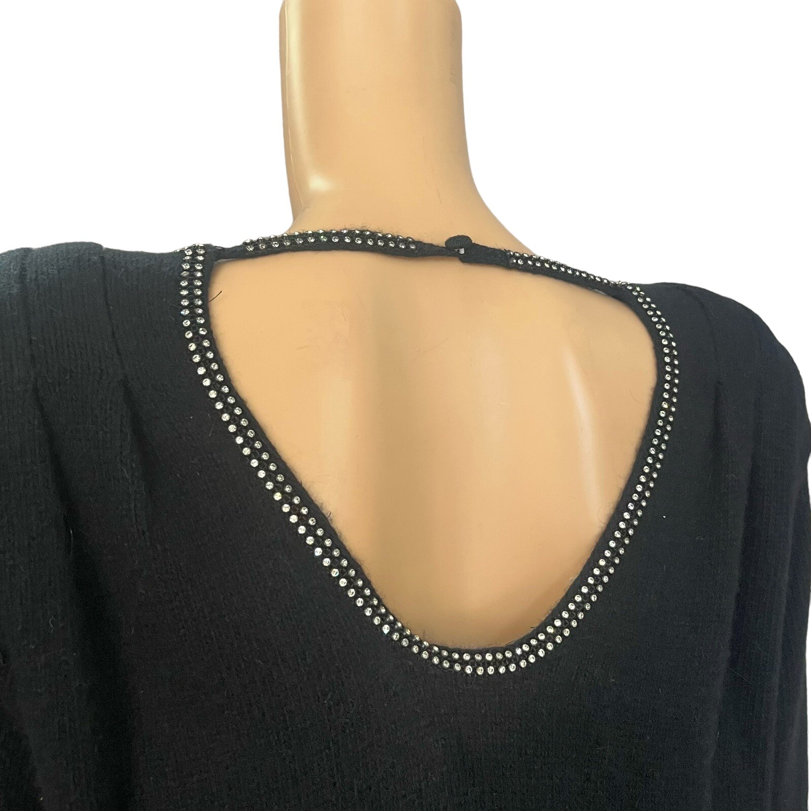 80s VTG Teri Jon Rhinestone Sweater Size 8 Bow Wool Angora Glam Coquette Holiday