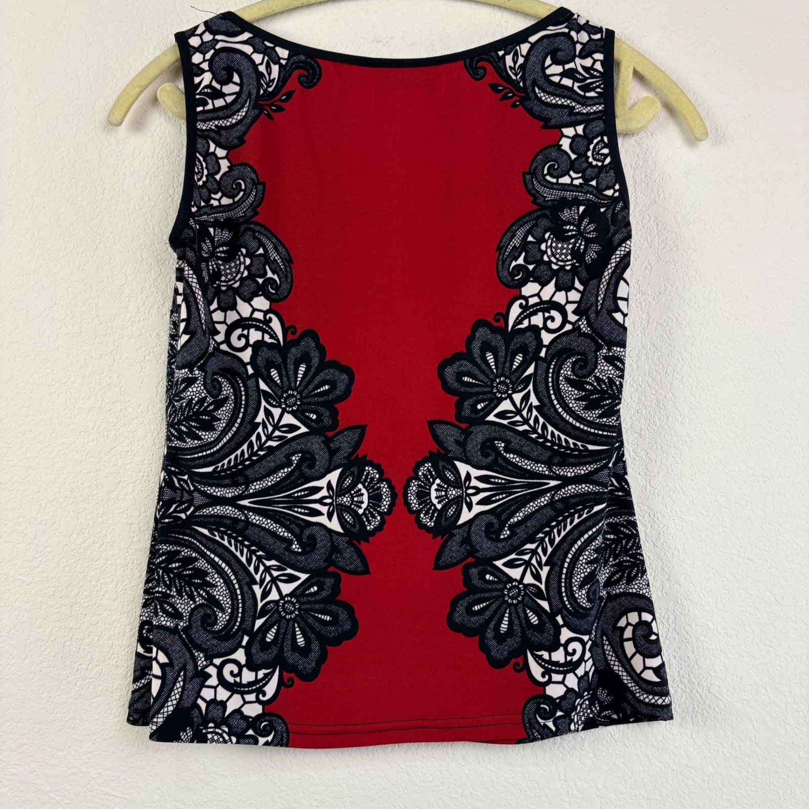 Joseph Ribkoff 8 Red Black Paisley 2pc Set Jacket Tank Career Art to Wear VTG