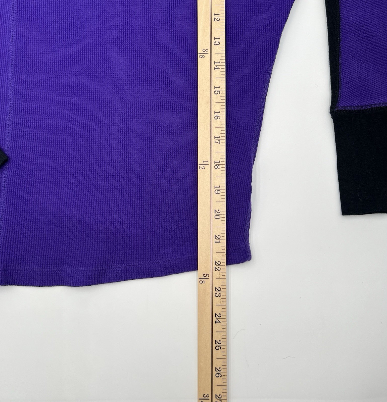 Y2K Lauren Ralph Lauren Waffle Knit Thermal Shirt Purple Black Oversized Medium