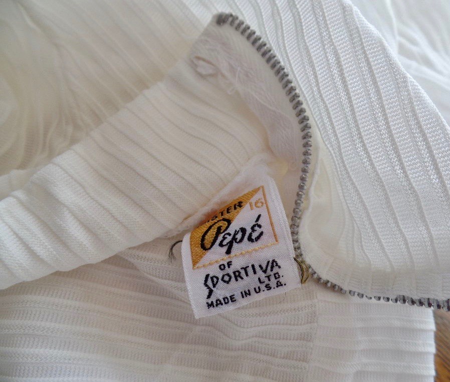 Vintage 40s 60s Mister PePe Ribbed Off White Cascade Ruffle Ascot Top S XS