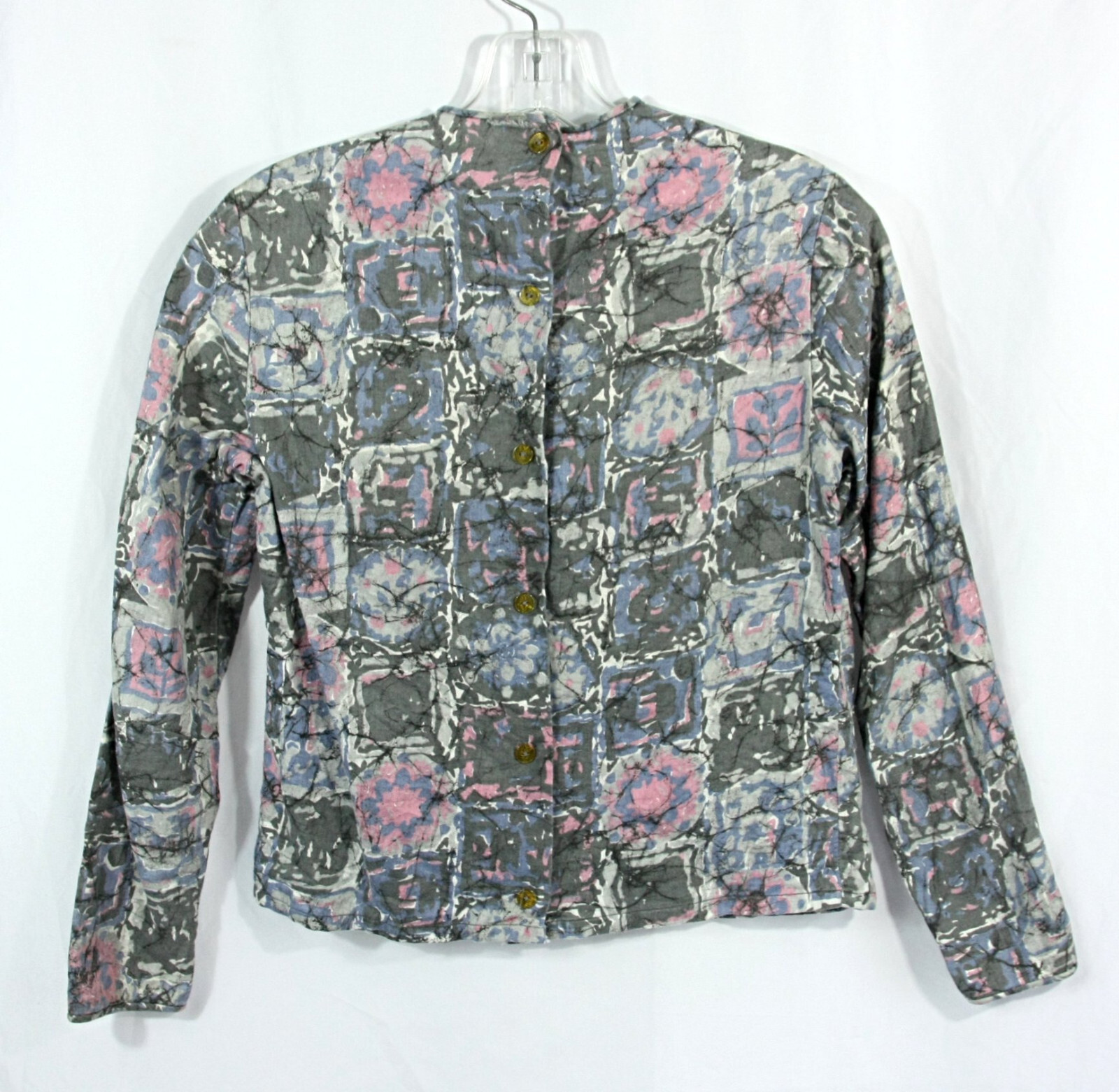 Vintage Jane Hunter Abstract Back Button Stein Tex Blouse Top MCM Sm XS 1960s