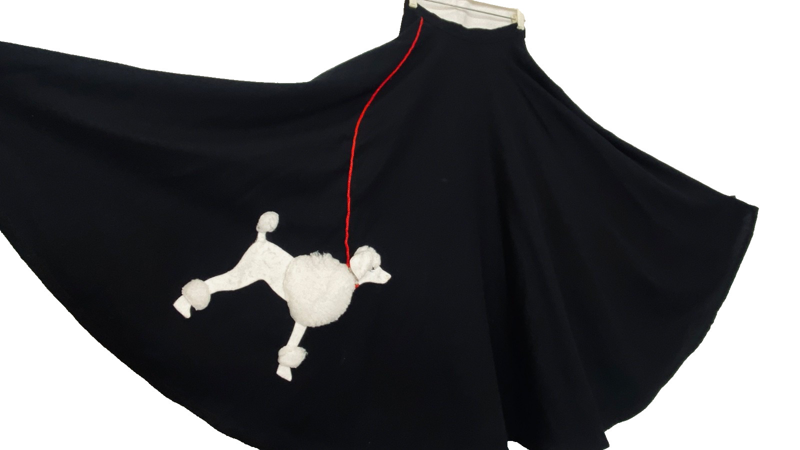 Vintage black poodle skirt XS 1950s wool circle sock hop white dog red leash