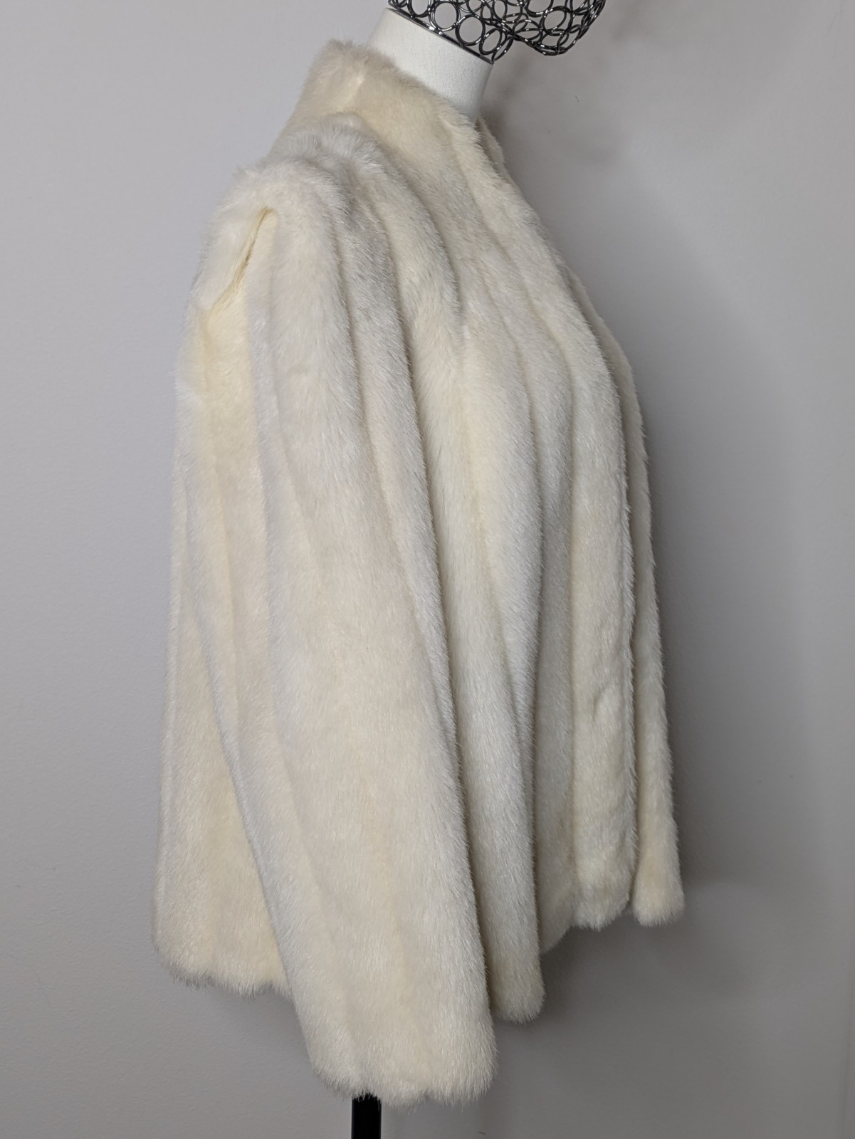 Vintage 80s Luxury Faux Fur Coat by Intrigue Glenoit White Vegan Size Small