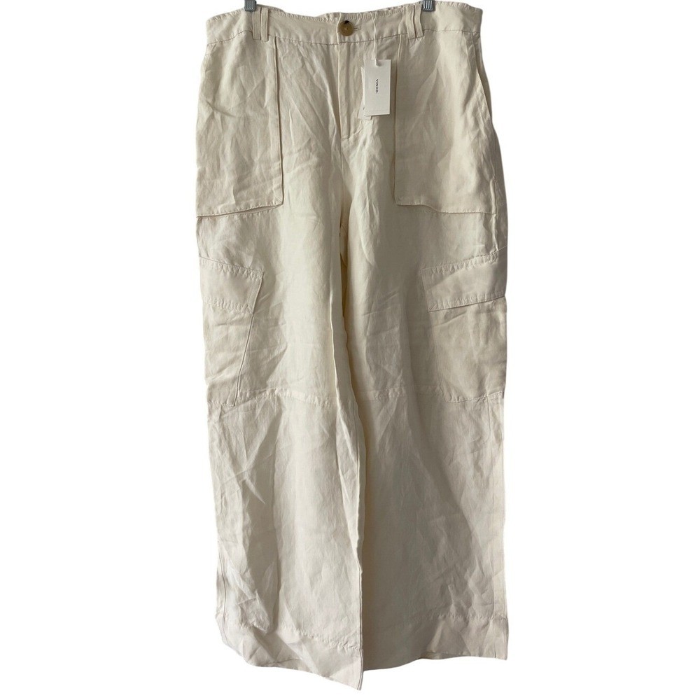 Vince Women’s French Vanilla Cargo Linen Blend Pants 16 NWT