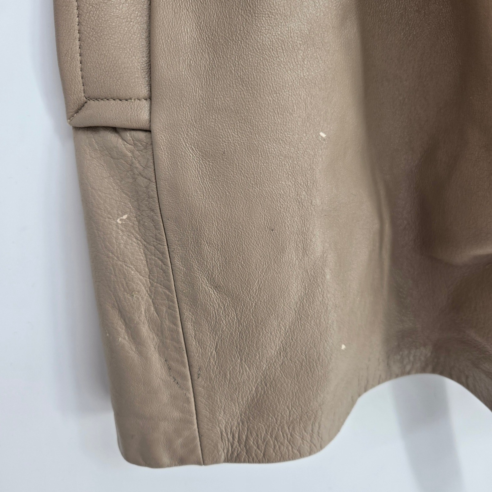 Vintage Women’s 10 Real Leather Swing Coat Genuine Fox Fur Collar Tan Cream