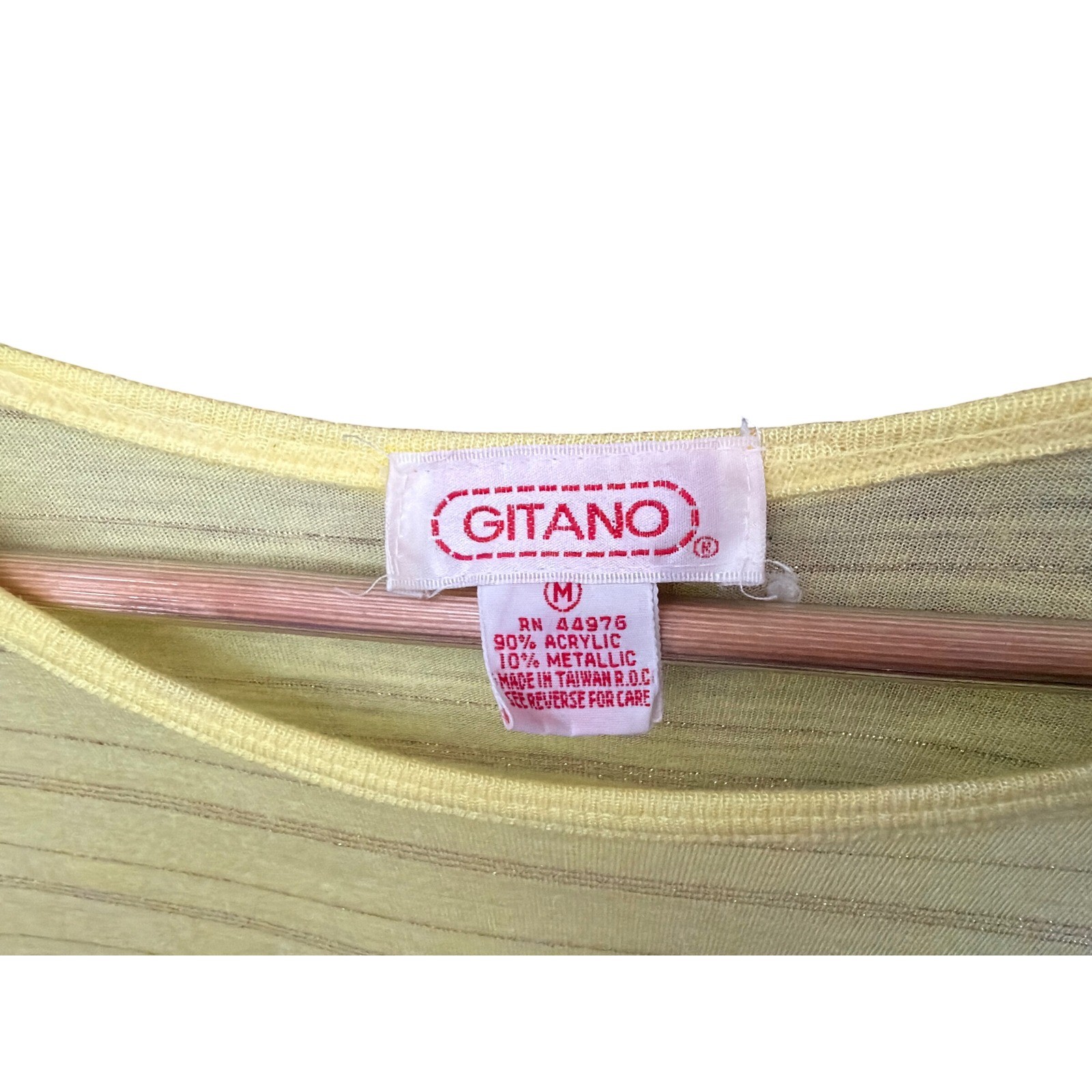 Vintage Gitano Top 80s Disco Glam Metallic Sparkle Yellow Stripe Indie Sleaze