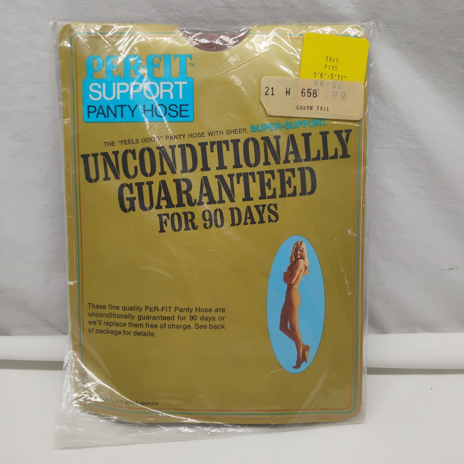 NIP 1970s Perfit Support Panty Hose Sz TALL 5’6-5’11 Charm Tall Beige
