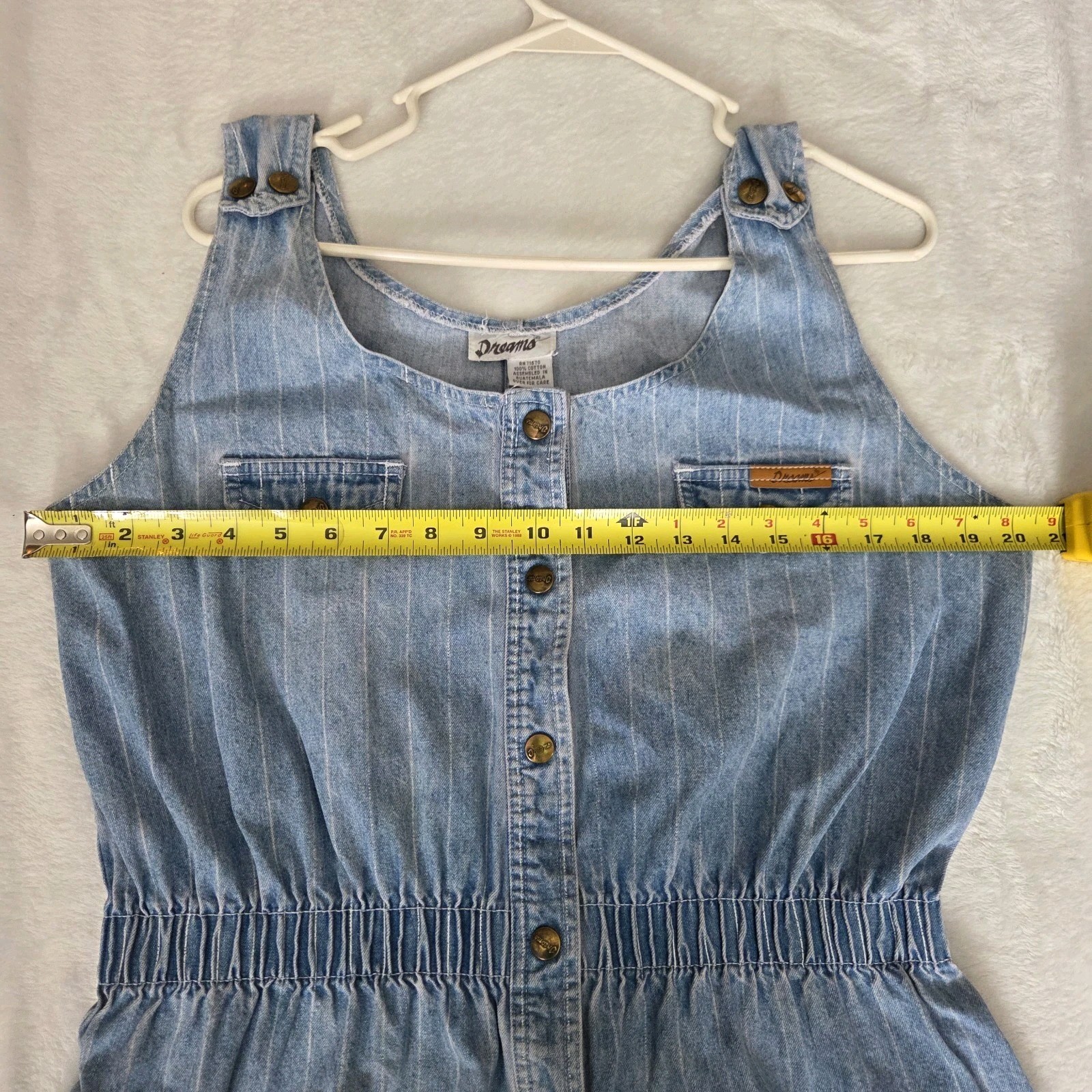 Vintage Dreams Denim Jumper Overall Shorts Striped Womens XL Read