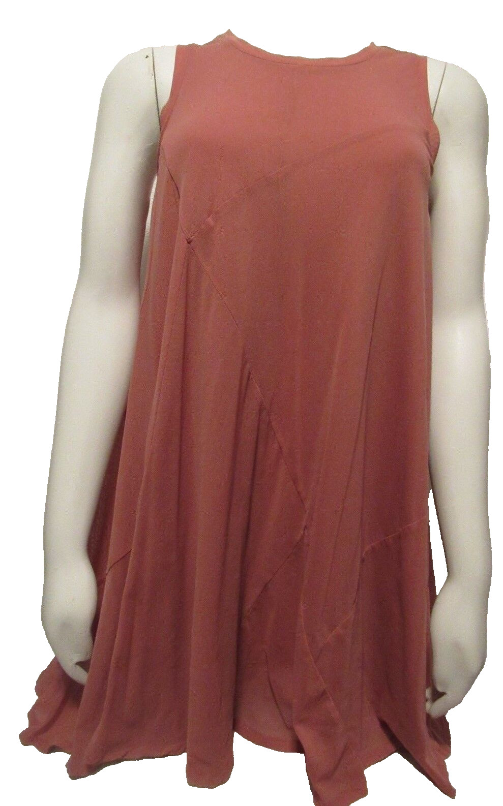 VIVIENNE TAM Dress S Sleeveless Rust Flowey Flare Mesh Nylon Fall Dress