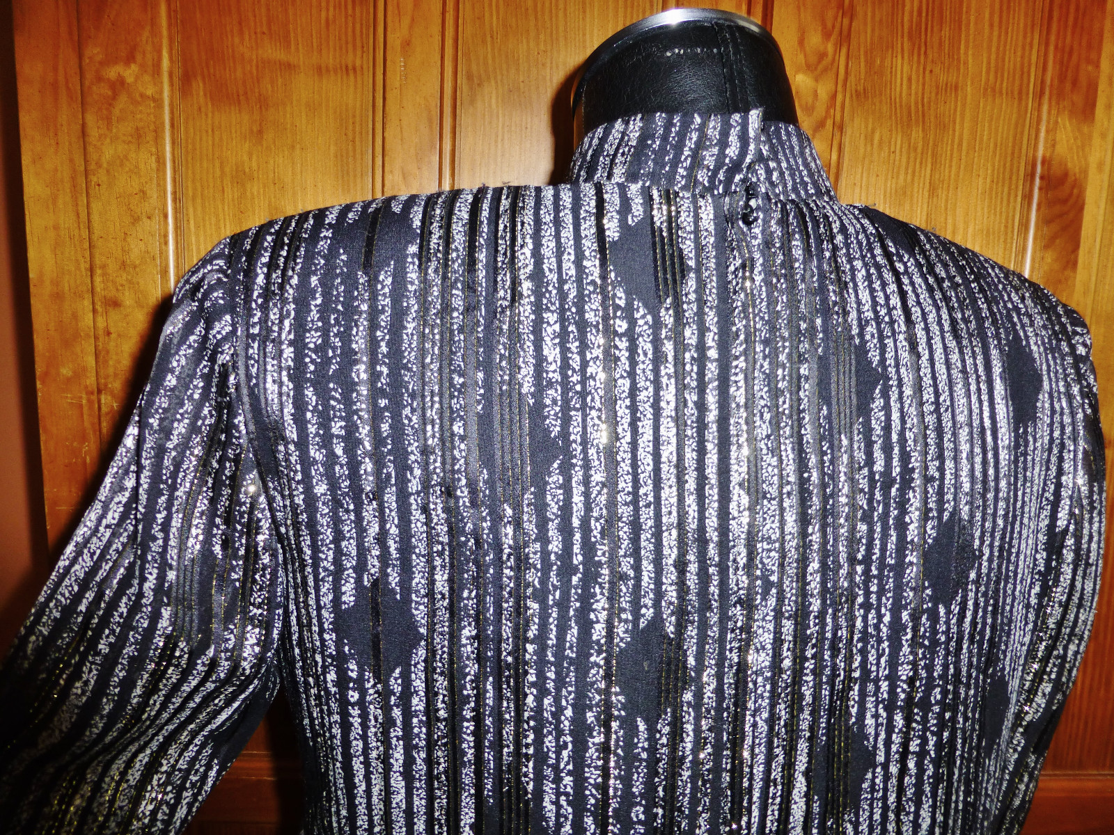 Vtg 80s Anne Crimmins Gauze SILK Gold Metallic Lurex Cocktail Party Tunic DRESS