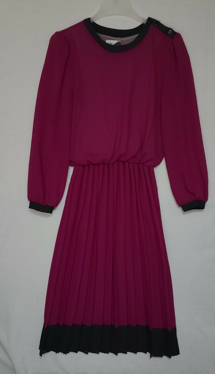Vtg Sunshine/Starshine Long Sleeve Blouson Pleated Modest Long Dress Size 12 (G6