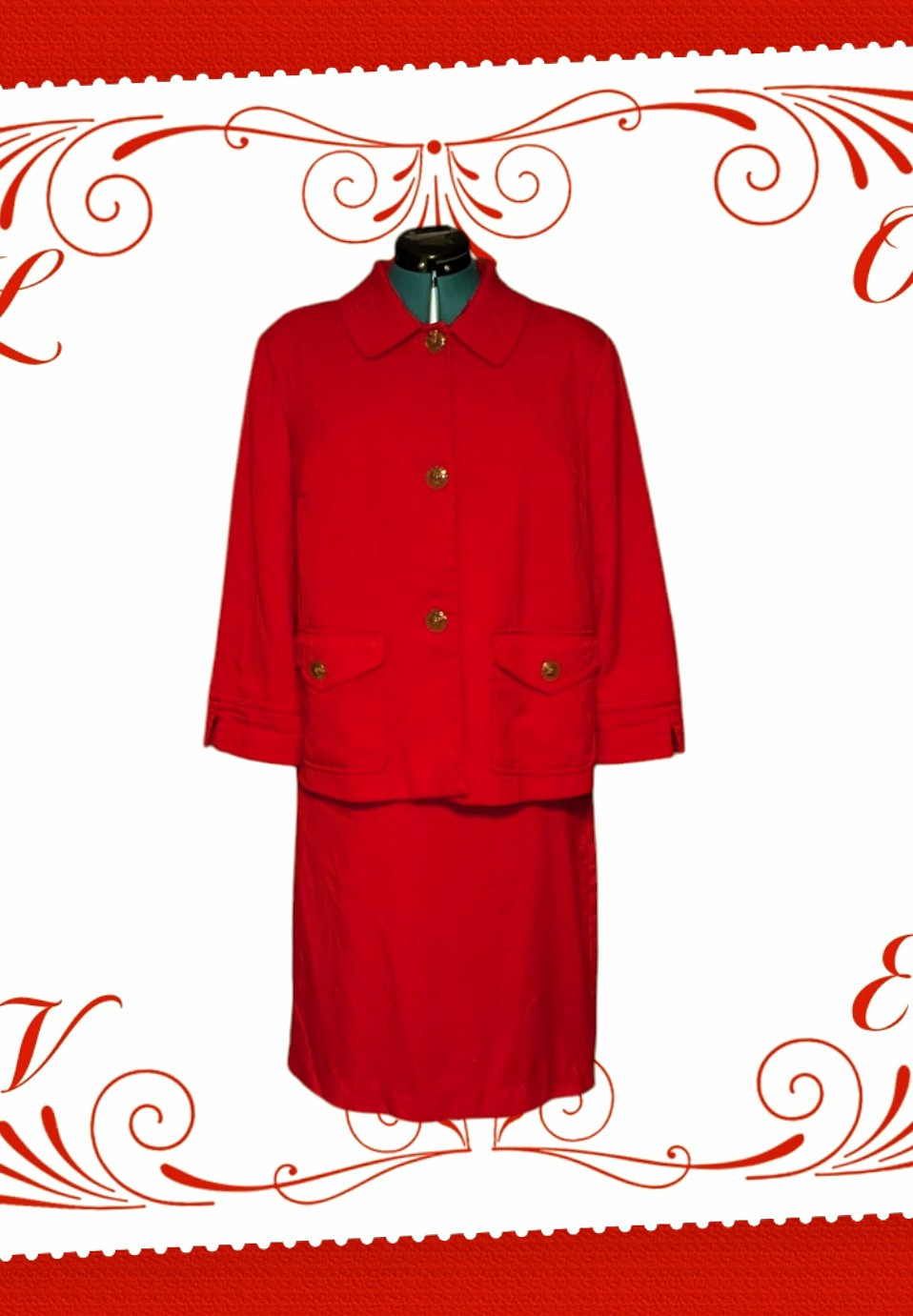 GEORGE ME BY MARK EISEN Apple Red Skirt Blazer Suit Set Women’s Plus 18 Large
