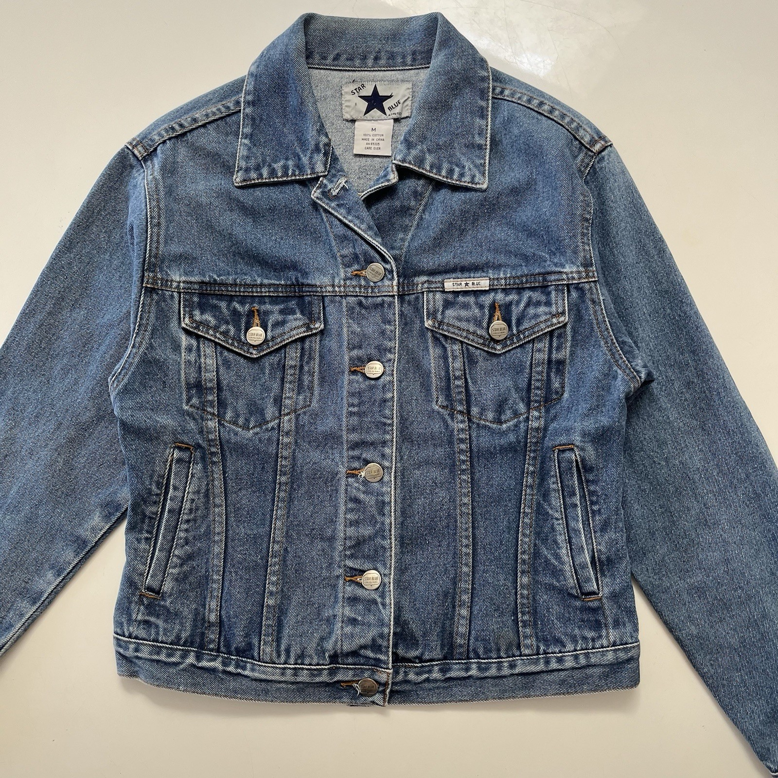 Vintage Star Blue Apparel Jacket Womens Medium Blue Denim Jean Trucker Hong Kong