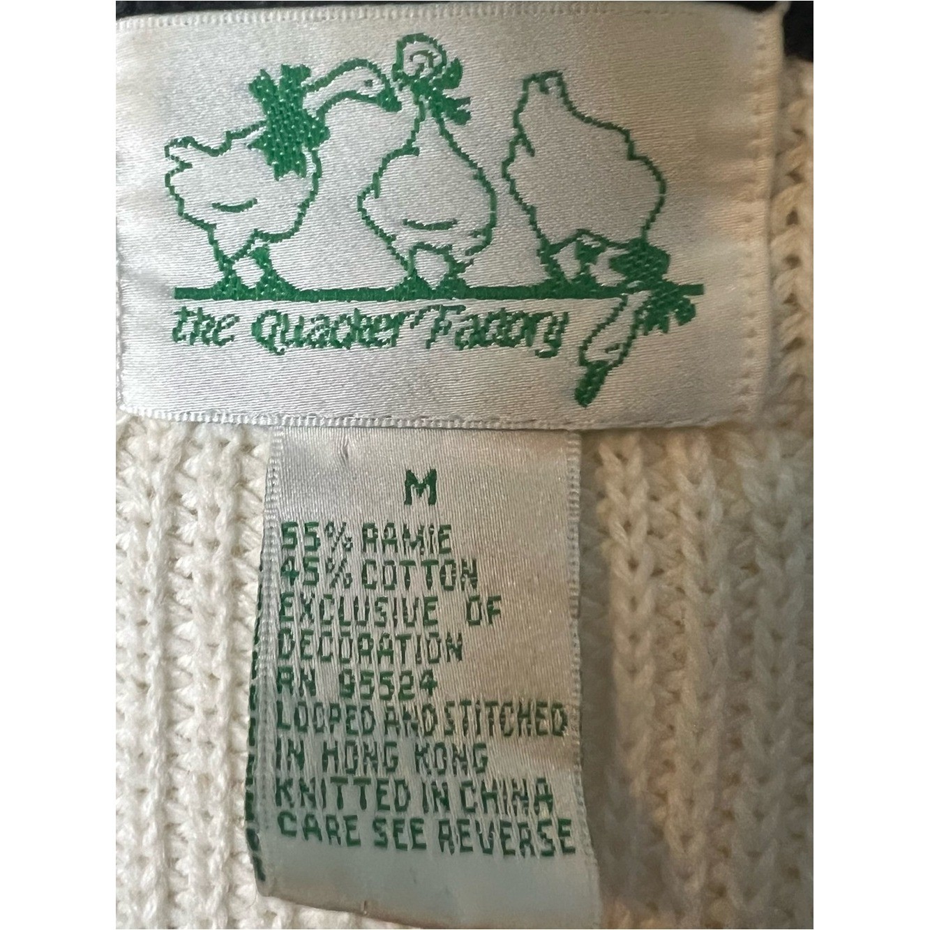 Vintage Quacker Factory Bee Floral Embroidered Cardigan Sweater 90s Sz M