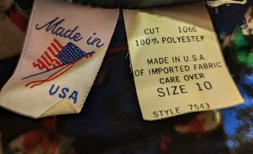 VTG MARCHIONDA OF CALIFORNIA Red White Blue Green SHIFT Dress PUFF Sleeve Sz 10